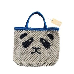 The Jacksons Hand Woven Jute Panda Tote Handbag Large
